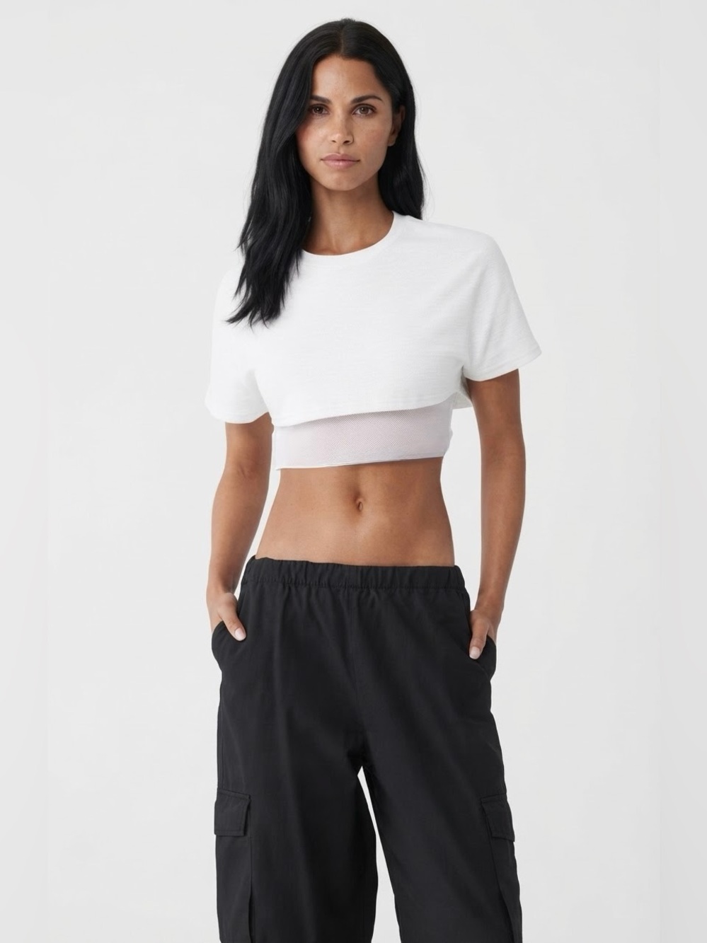 ALO Yoga Made You Look Cropped Short Sleeve Tee- White